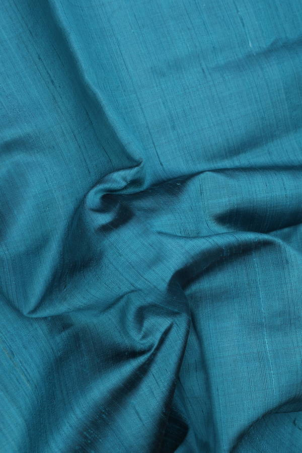 Jute Saree In Teal Blue With Contrast Border