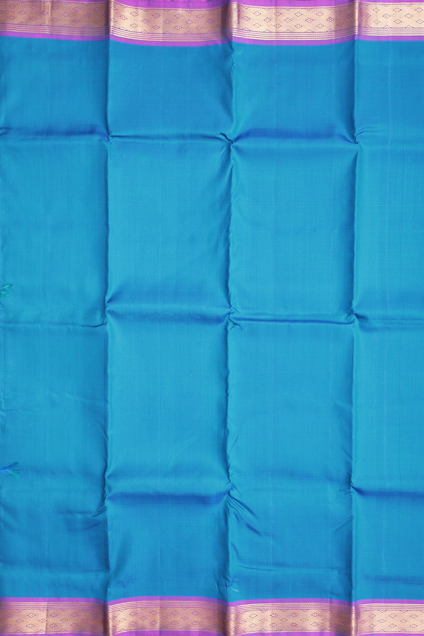 Kanchipuram Silk Saree In Capri Blue With Contrast Border