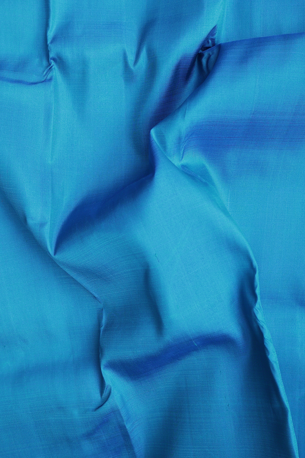 Kanchipuram Silk Saree In Capri Blue With Contrast Border