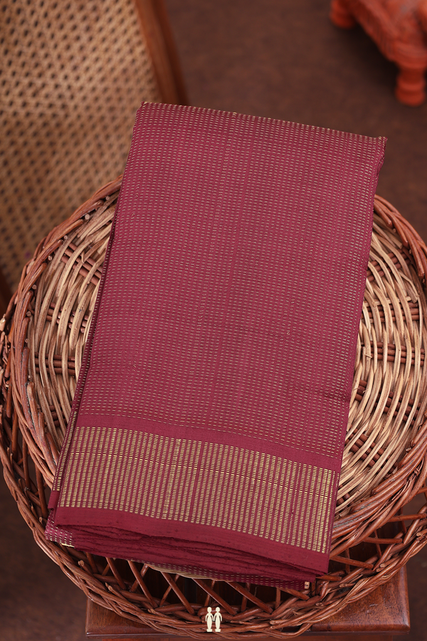 Kanchipuram Silk Saree In Maroon With Stripes Design