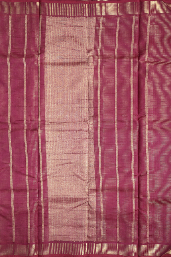 Kanchipuram Silk Saree In Maroon With Stripes Design