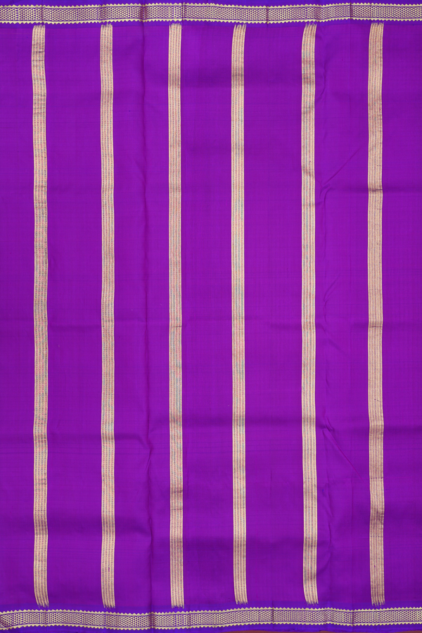 Kanchipuram Nine Yards Silk Saree In Purple With Checks Design