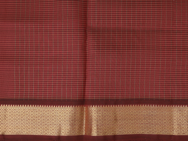 Checks Design Cream Kanchipuram Pavadai Sattai Material