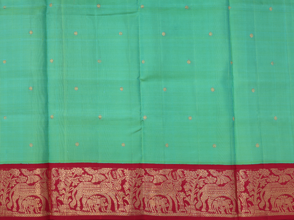 Floral Buttis Pale Green Kanchipuram Pavadai Sattai Material