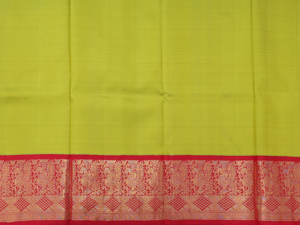 Zari Border Lime Green Kanchipuram Pavadai Sattai Material