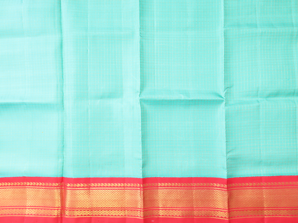 Checks Design Mint Green Kanchipuram Pavadai Sattai Material