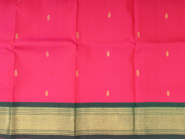 Floral Buttas Rani Pink Kanchipuram Pavadai Sattai Material