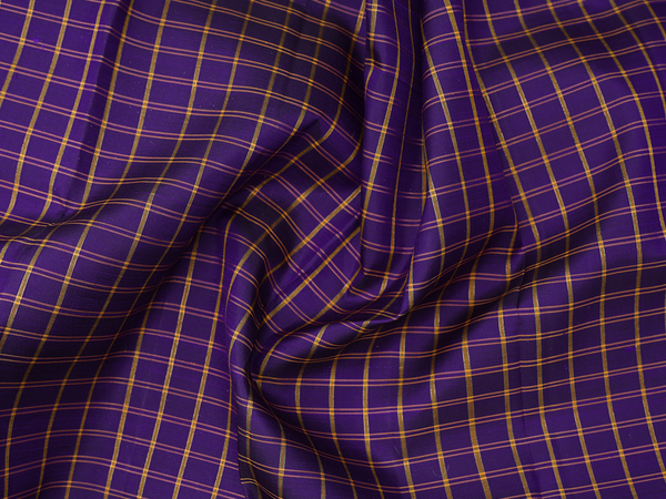 Checks Design Royal Blue Kanchipuram Pavadai Sattai Material