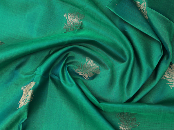 Floral Buttas Green Kanchipuram Silk Pavadai Sattai Material