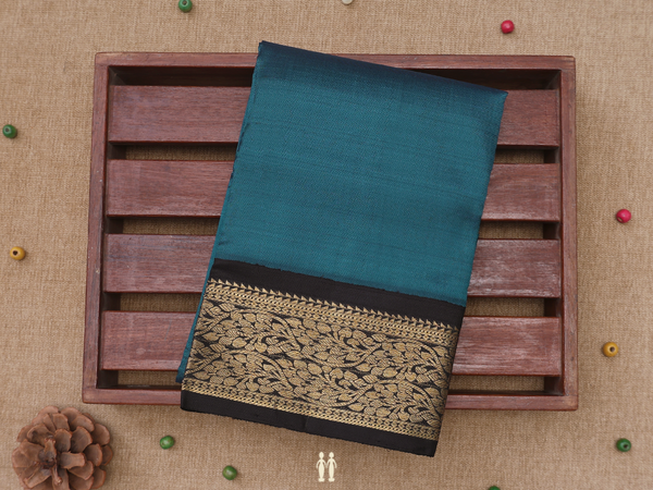 Zari Border Teal Blue Kanchipuram Silk Pavadai Sattai Material