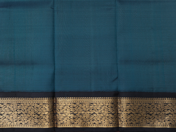 Zari Border Teal Blue Kanchipuram Silk Pavadai Sattai Material