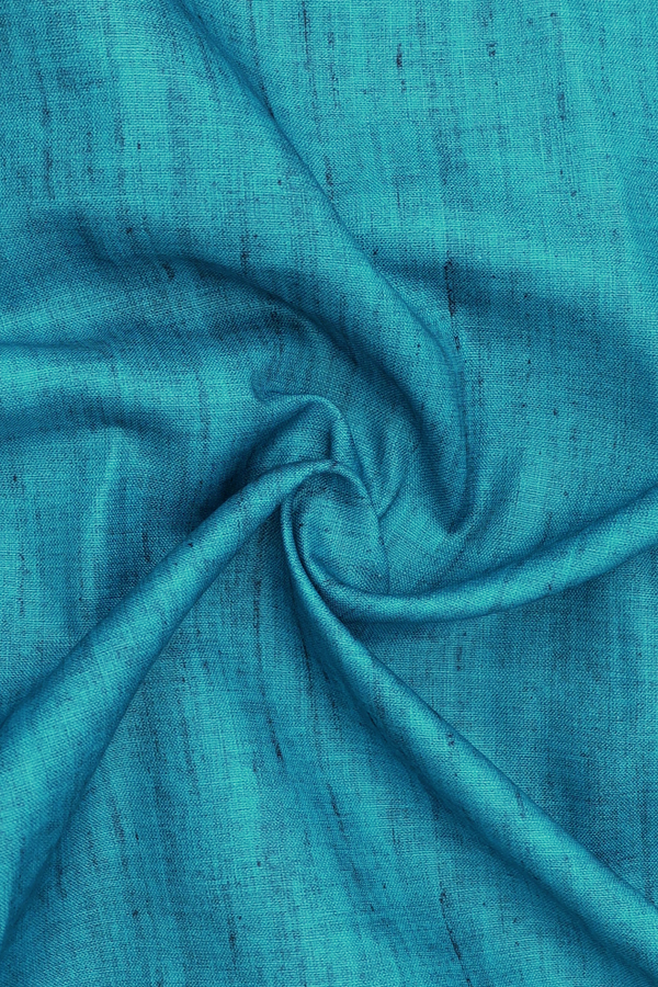 Chinese Collar Plain Teal Blue Cotton Long Kurta