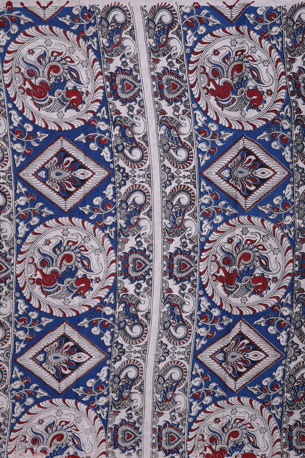 Kalamkari Cotton Saree In Beige With Allover Design