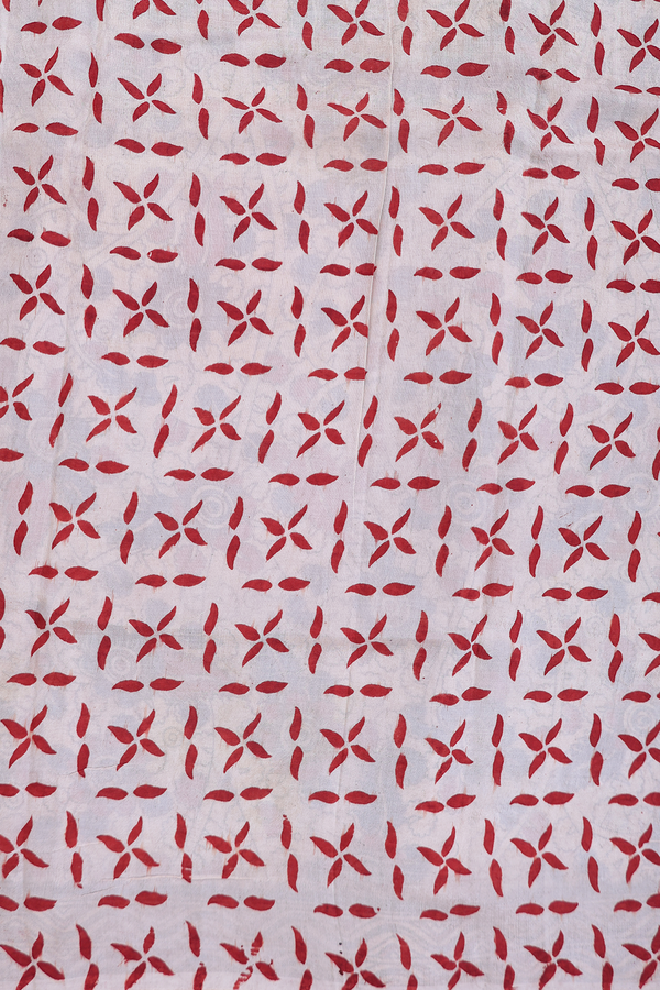 Kalamkari Cotton Saree In Beige With Floral Design