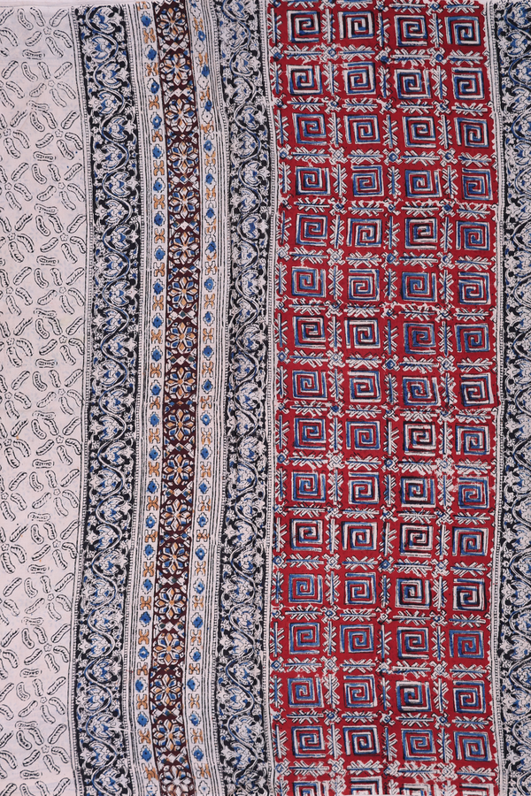 Kalamkari Cotton Saree In Beige With Printed Design