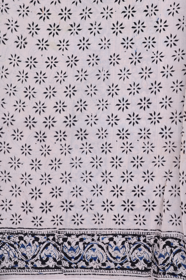 Kalamkari Cotton Saree In Beige With Printed Design