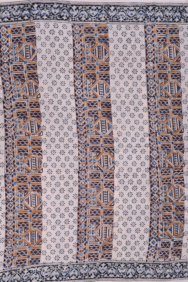 Kalamkari Cotton Saree In Beige With Printed Design