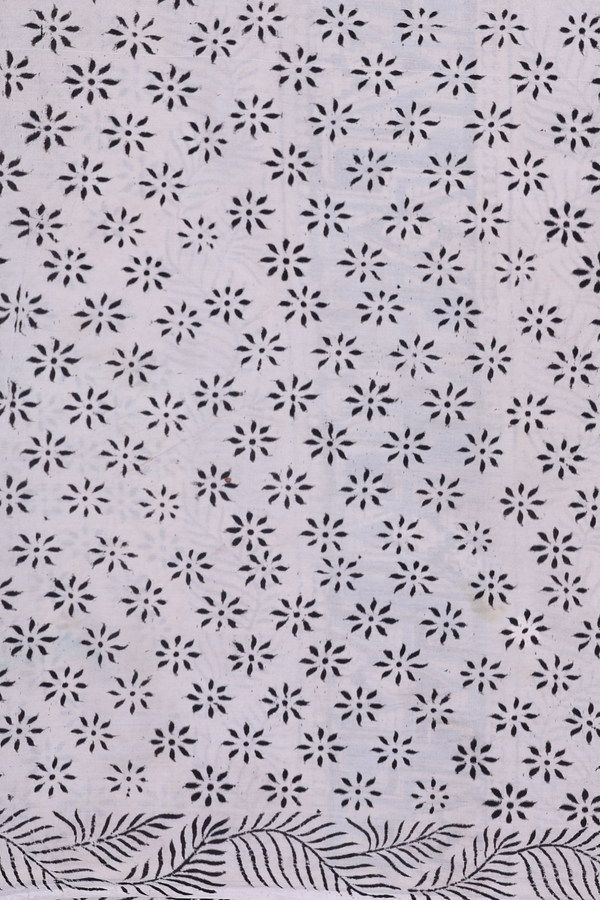 Kalamkari Cotton Saree In Black With Floral Design