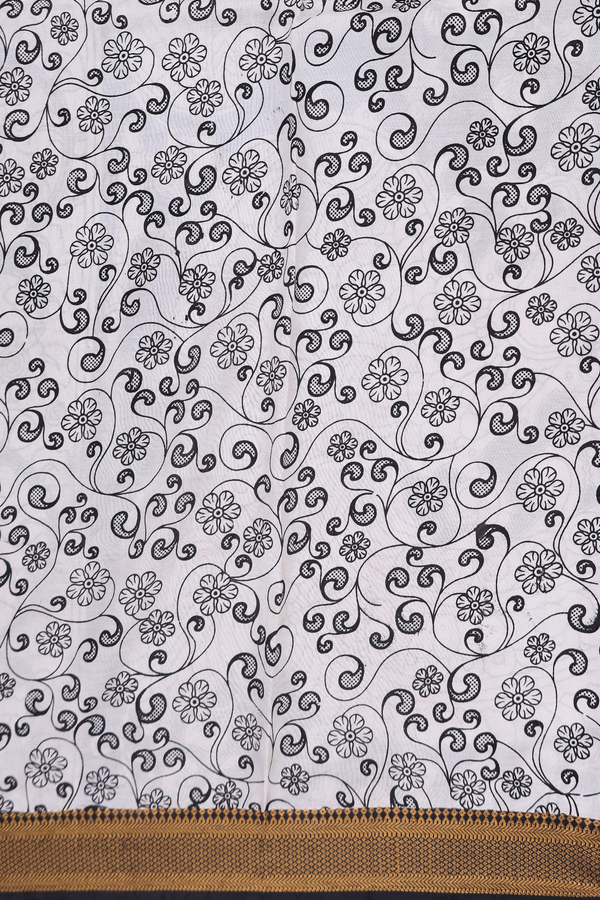 Kalamkari Cotton Saree In Black With Printed Design