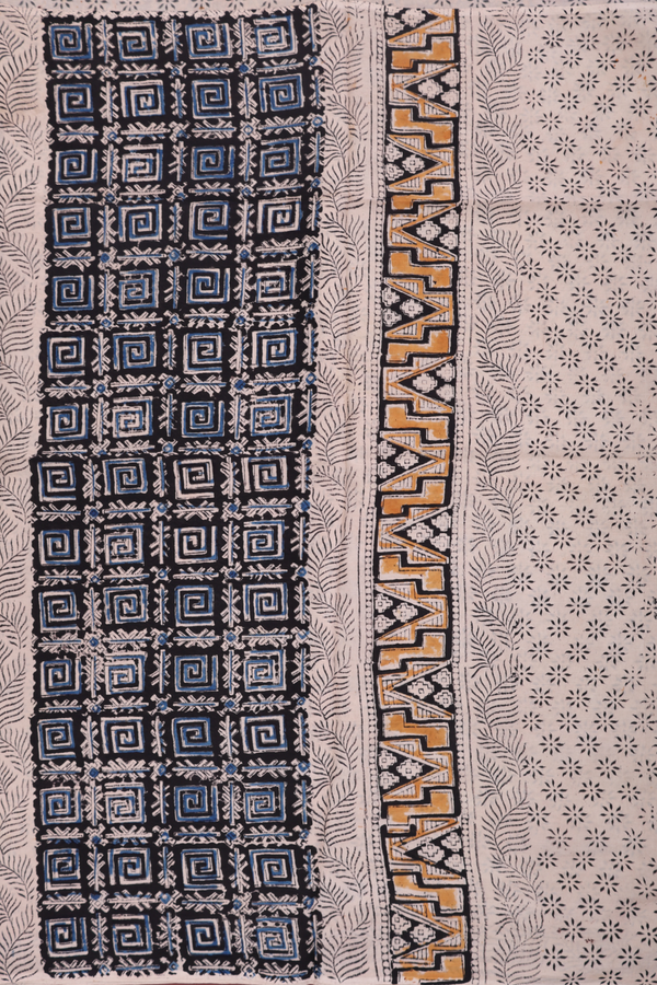 Kalamkari Cotton Saree In Plum Brown With Floral Design