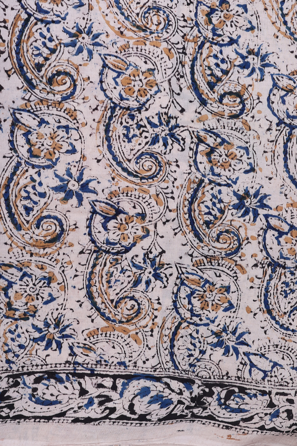 Kalamkari Cotton Saree In Red With Paisley Design