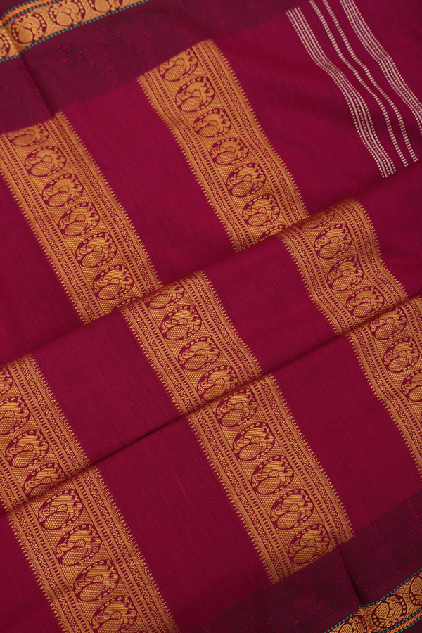 Kalyani Cotton Saree In Emerald Green With Threadwork Buttis