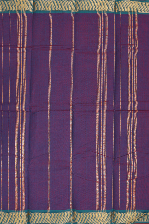 Kanchi Cotton Saree In Berry Purple With Contrast Border
