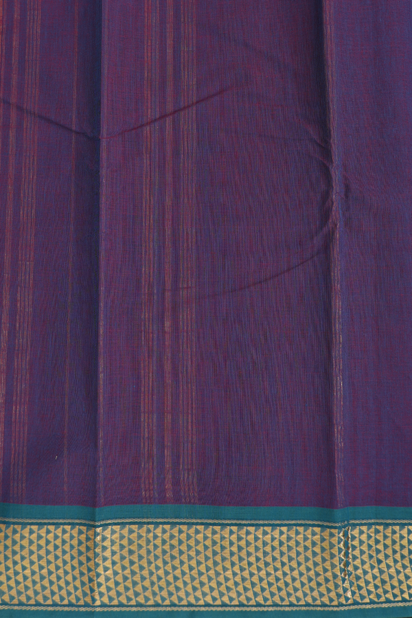 Kanchi Cotton Saree In Berry Purple With Contrast Border