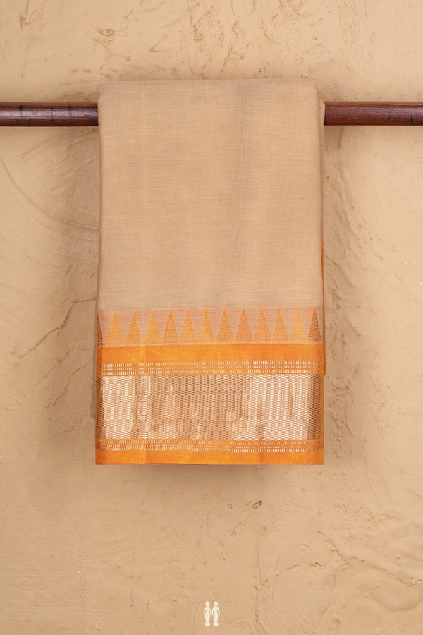 Kanchi Cotton Saree In Biscuit Color With Silk Border
