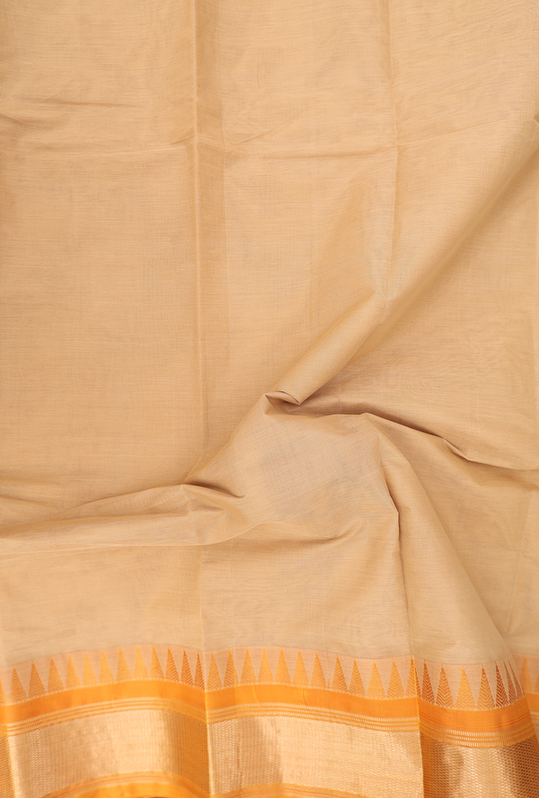 Kanchi Cotton Saree In Biscuit Color With Silk Border