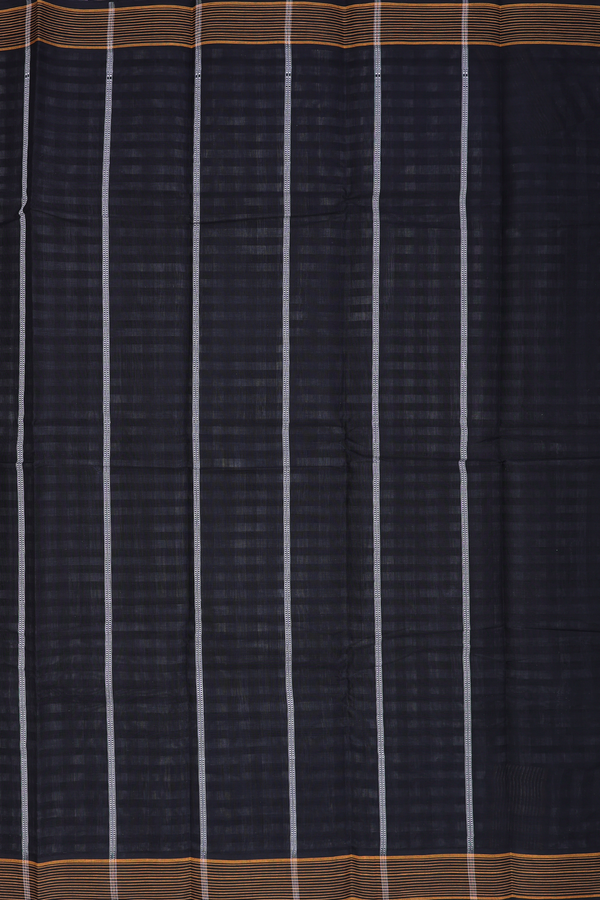 Kanchi Cotton Saree In Black And White With Checks Design