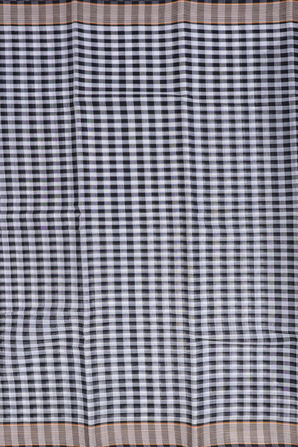 Kanchi Cotton Saree In Black And White With Checks Design