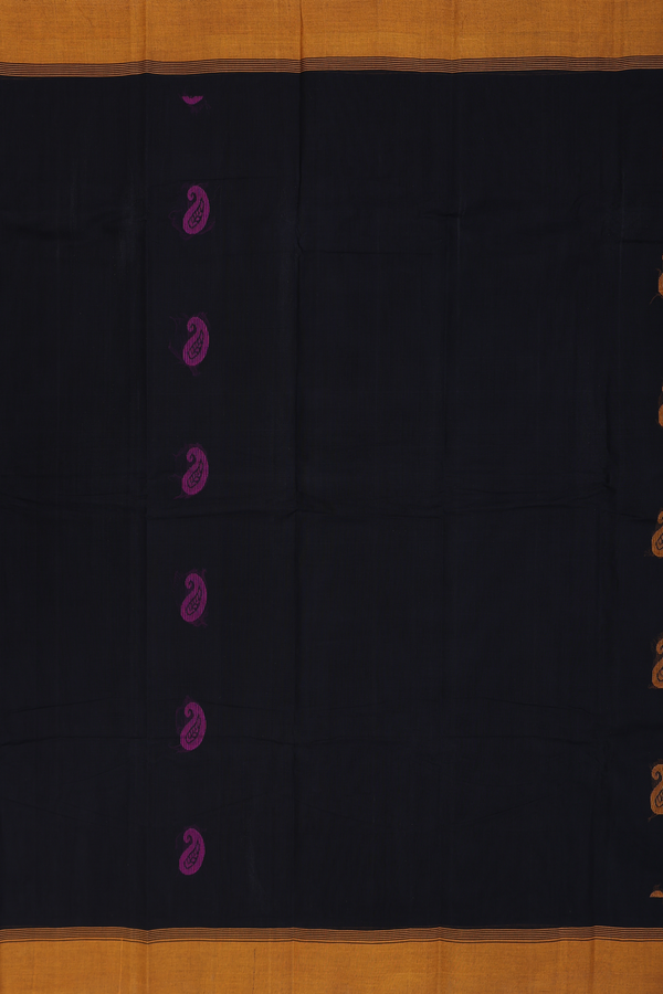 Kanchi Cotton Saree In Black With Paisley Buttas