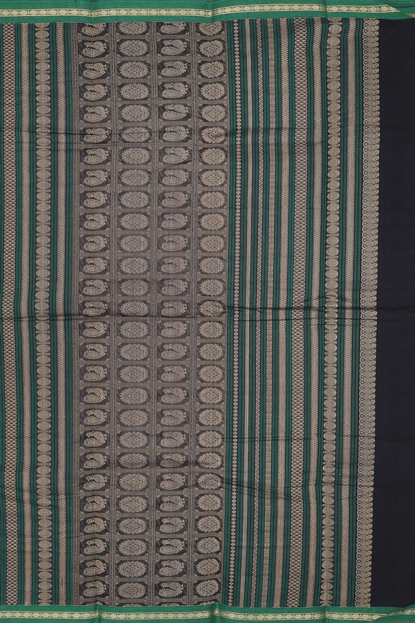 Kanchi Cotton Saree In Black With Stripes Design