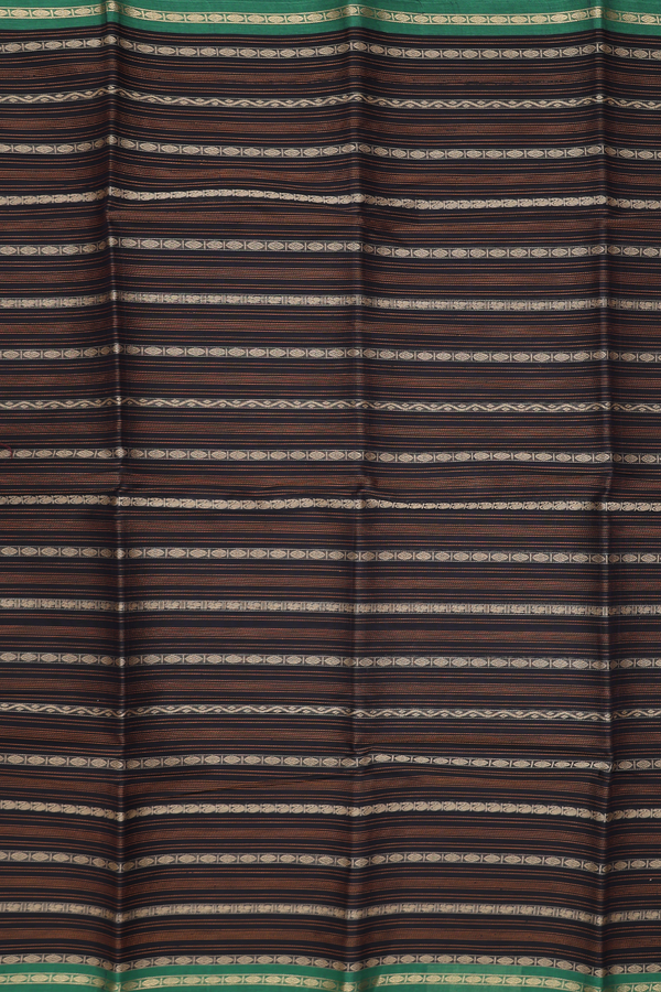 Kanchi Cotton Saree In Black With Stripes Design