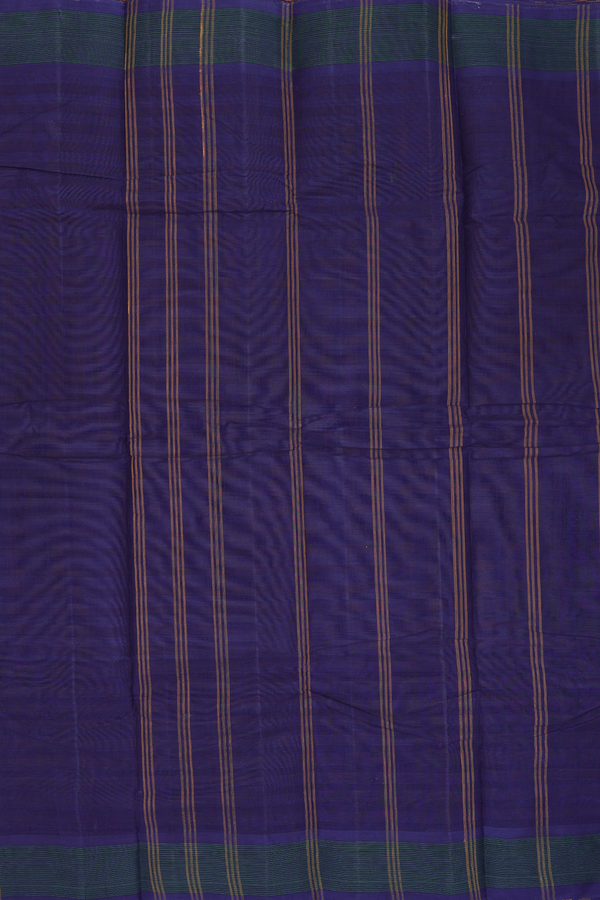 Kanchi Cotton Saree In Blue And Mustard With Checks Design