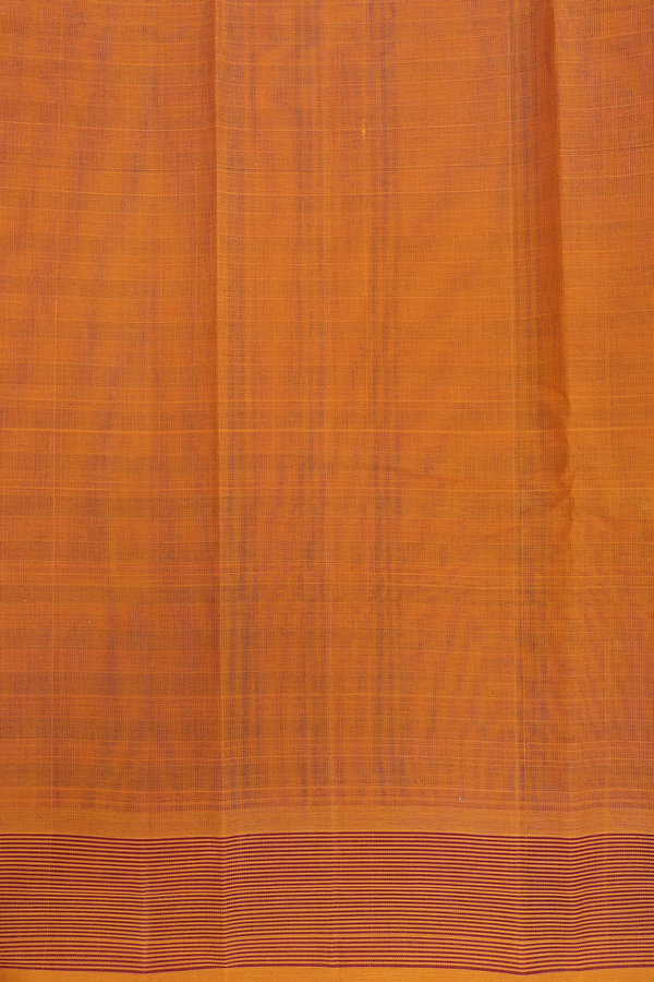Kanchi Cotton Saree In Blue And Orange With Checks Design