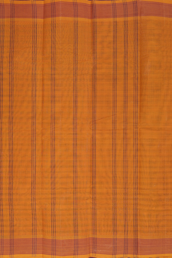 Kanchi Cotton Saree In Blue And Orange With Checks Design