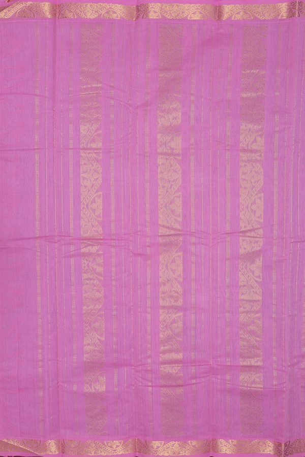 Kanchi Cotton Saree In Blue With Contrast Border