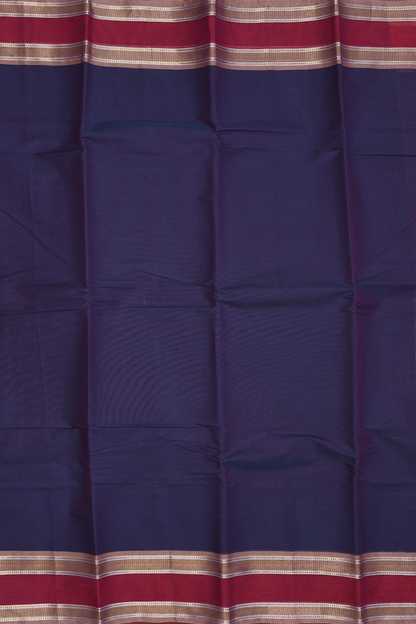 Kanchi Cotton Saree In Blue With Contrast Border