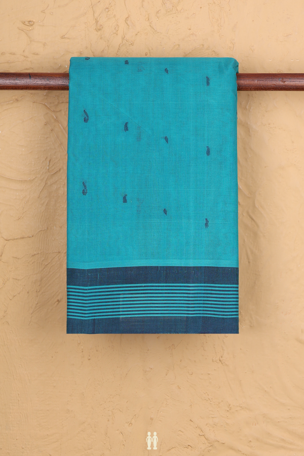 Kanchi Cotton Saree In Blue With Threadwork Buttis