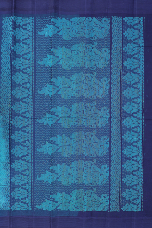 Kanchi Cotton Saree In Blue With Threadwork Buttis