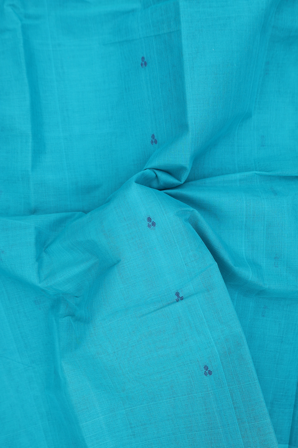 Kanchi Cotton Saree In Blue With Threadwork Buttis