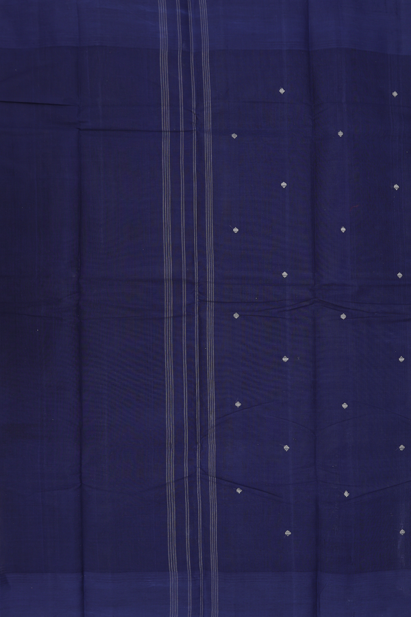 Kanchi Cotton Saree In Bluish Grey With Threadwork Buttas