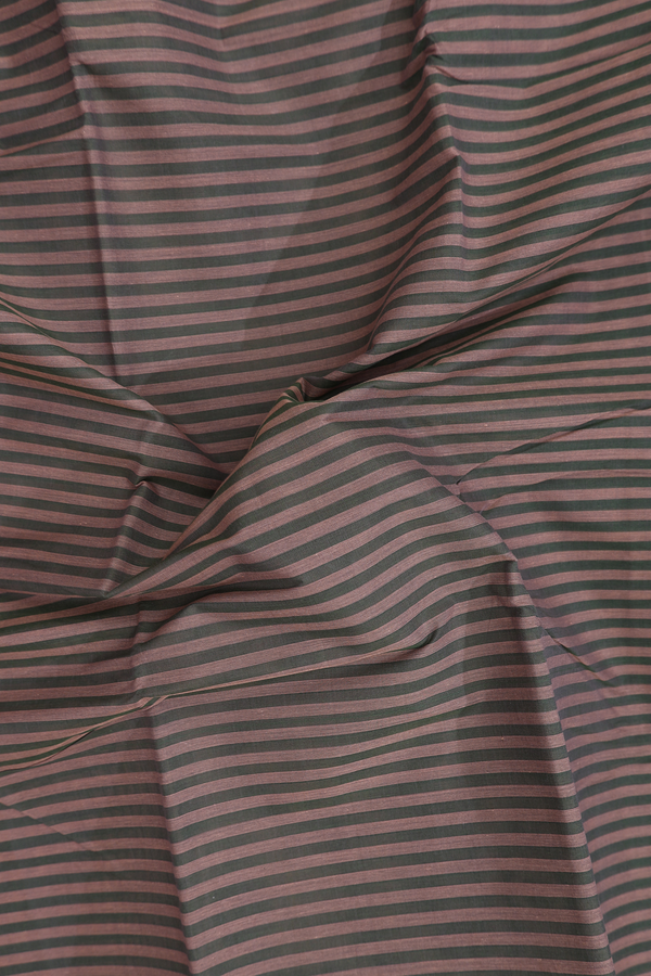 Kanchi Cotton Saree In Brown And Green With Stripes Design