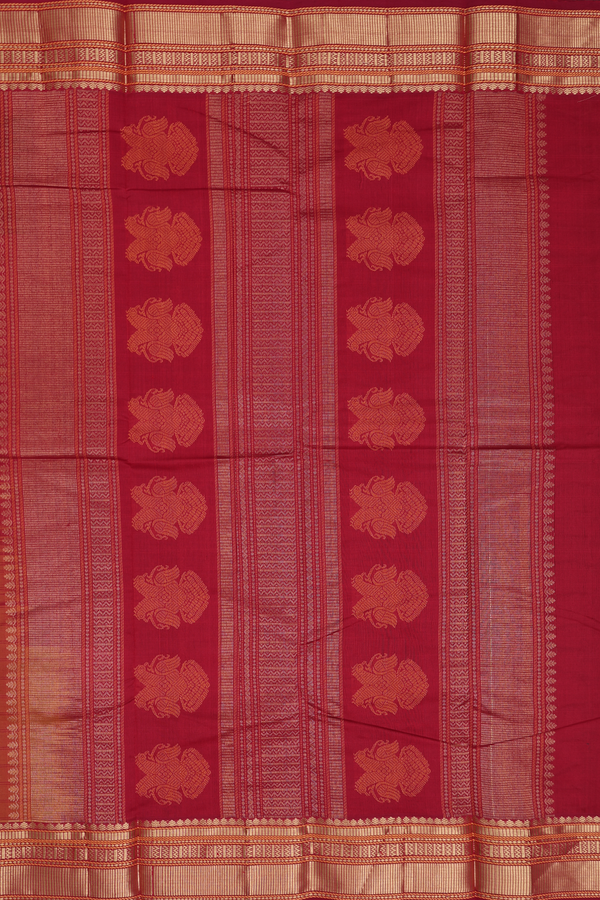Kanchi Cotton Saree In Brown With Checks Design