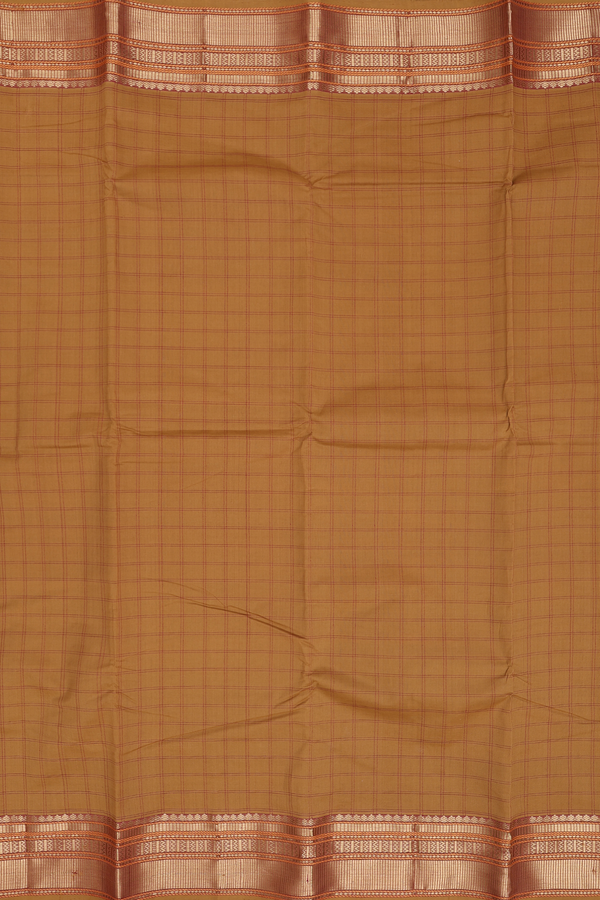 Kanchi Cotton Saree In Brown With Checks Design
