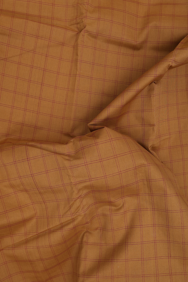 Kanchi Cotton Saree In Brown With Checks Design