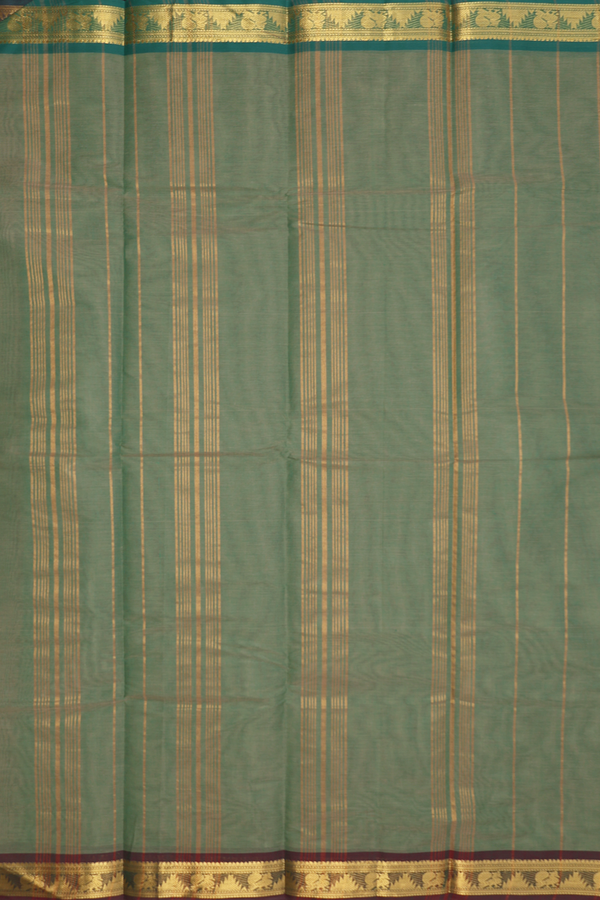 Kanchi Cotton Saree In Brown With Contrast Border