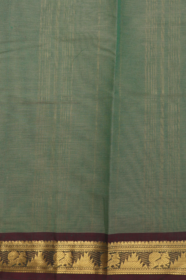 Kanchi Cotton Saree In Brown With Contrast Border